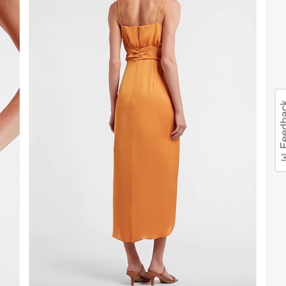 NWT Express Satin Orange High Low Dress - Picture 2 of 11